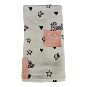 Barbie 100% Cotton Bath Towel Hearts Stars Silhouettes 30"x 54"